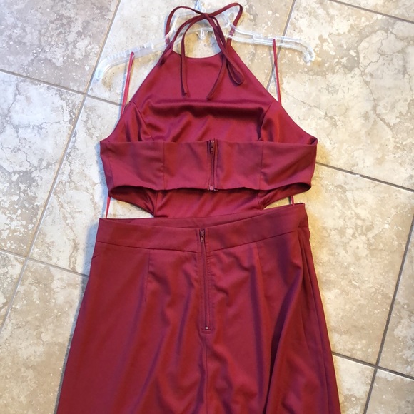 Flying Tomato rust halter open back cutout wide leg jumpsuit- NWT Sz L - Picture 2 of 6